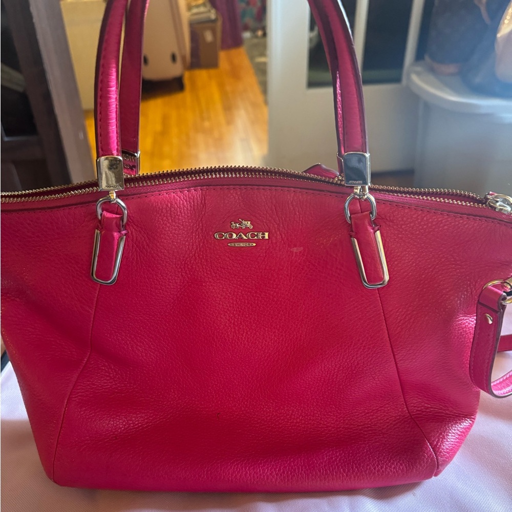 Coach Fuchsia Leather Small Kelsey Satchel